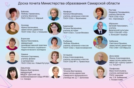 Тольяттинские педагоги номинированы на Доску почета министерства образования Самарской области!