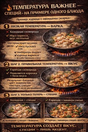 Ощущение вкуса начинается с температуры: как жарить курицу с овощами