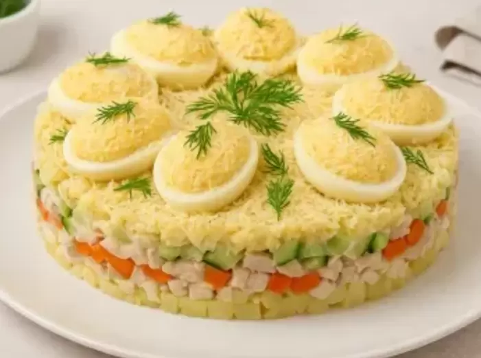 Праздничный салат «Конёк-Горбунок»: яркие акценты для года Огненной Лошади