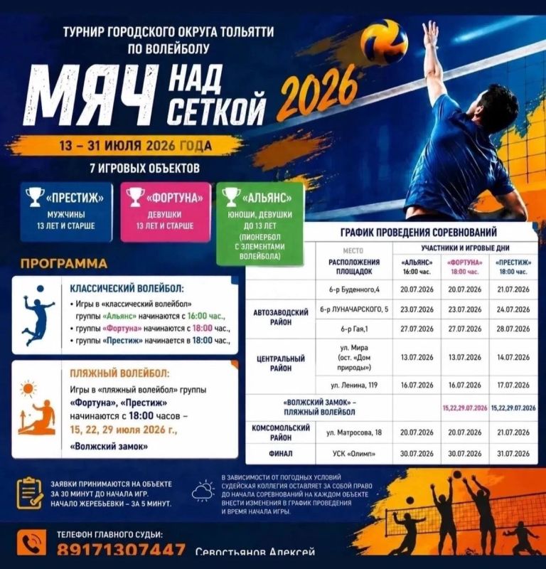 В Тольятти стартовал двадцатый городской турнир «Мяч над сеткой» В Тольятти стартовал двадцатый городской турнир «Мяч над сеткой»